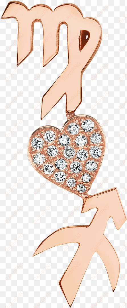 diamond heart and zodiac earring - zodiac