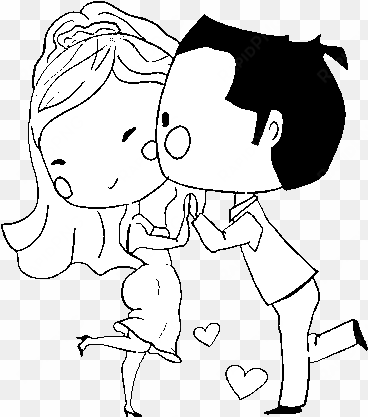 dibujo de novios bailando enamorados para colorear - cute wedding cartoon