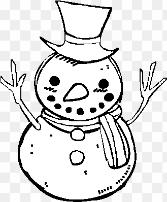 dibujo de un muñeco de nieve con sombrero para colorear - lindos muñecos de nieve para dibujar