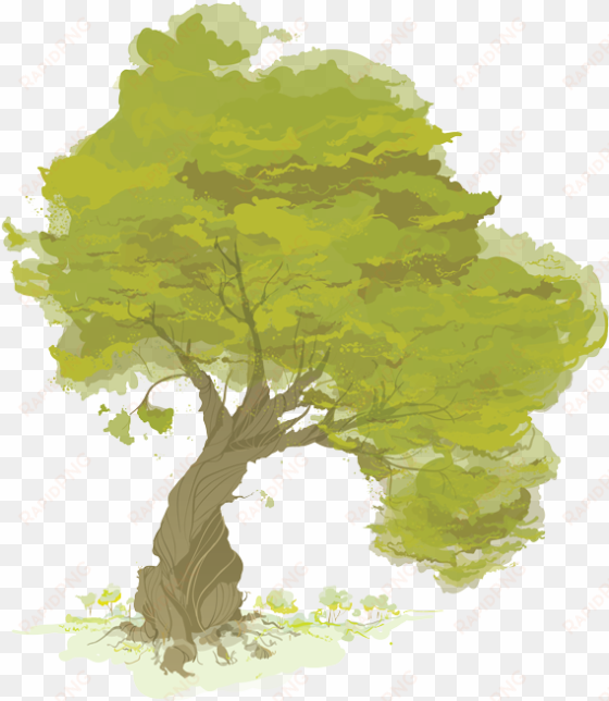 digital illustration of a large twisting tree yggdrasil - swamp maple