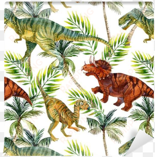 dinosaur watercolor seamless pattern wallpaper • pixers® - istock