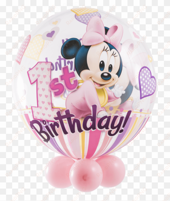 disney minnie mouse 1st birthday bubble balloon - 22" minnie mouse 1st birthday bubble balloons - mylar