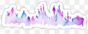 disney world magic kingdom watercolor skyline by tachadesigns - watercolour blue and purple