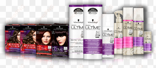 display of schwarzkopf hair dye, shampoos, and conditioners - schwarzkopf essence ultime biotin+ volume shampoo 13.6