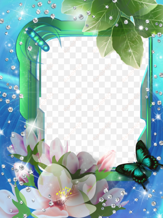 diza frames with flower png image - flower frame png blue