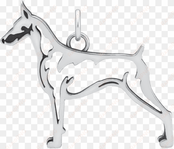 doberman picsher - sterling silver doberman pinscher pendant, body