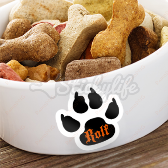 dog print decal - dog biscuits in a bowl