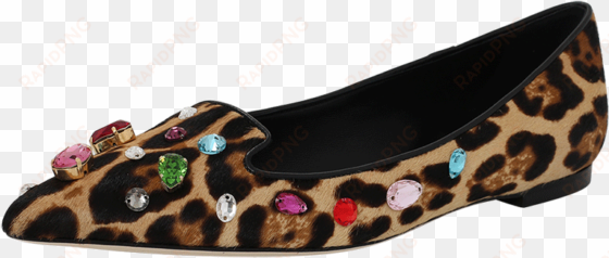 dolce & gabbana leopard print jeweled skimmer - ballet flat