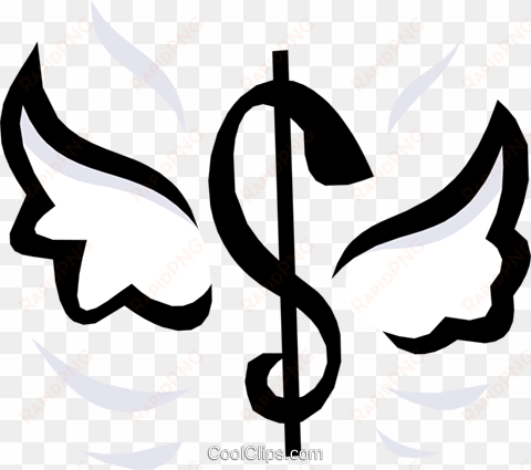 dollar sign with wings royalty free vector clip art - money sign