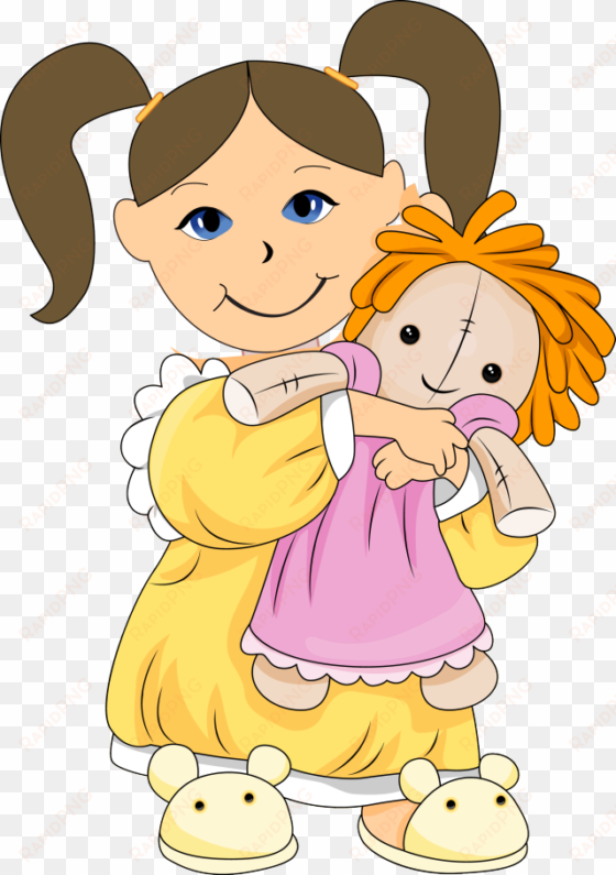 dolls clip art - girl playing with dolls clipart