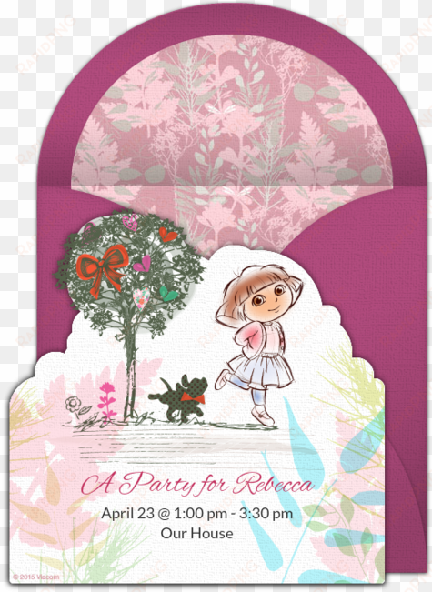 dora the explorer watercolor online invitation - sweet pea