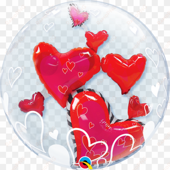 double bubble balloon - floating hearts 61 cm