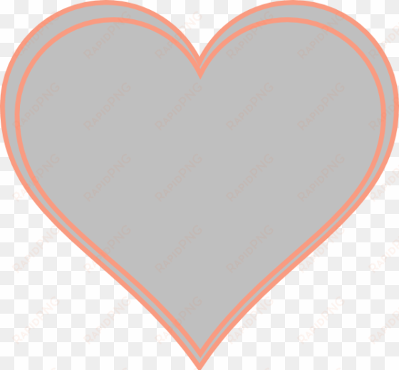 double outline heart peach with grey clip art at clker - orange and grey heart
