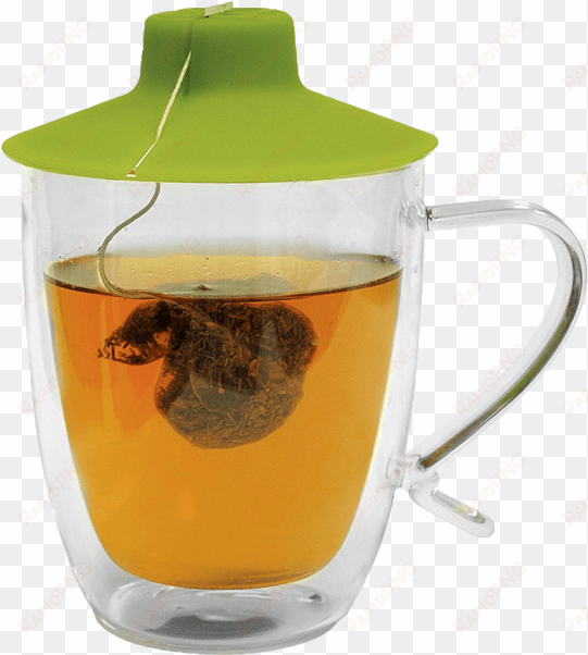 double wall glass mug with tea bag buddy - tea bag buddy