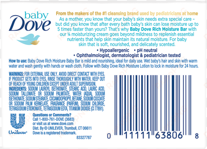 dove baby bar rich moisture - dove baby bar ingredients