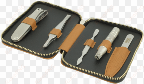 dovo 5 piece manicure set in tan leather zip case - dovo solingen grooming kit: milano (5pc)