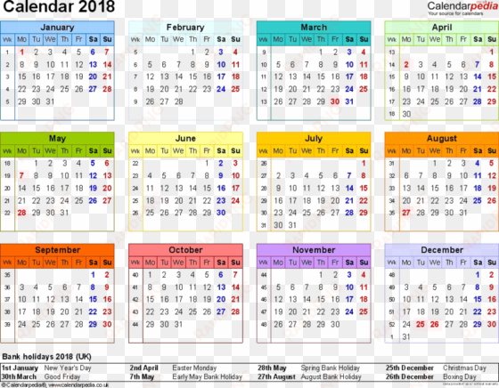 download 2018 calendar uk printable clipart template - 2018 calendar printable uk