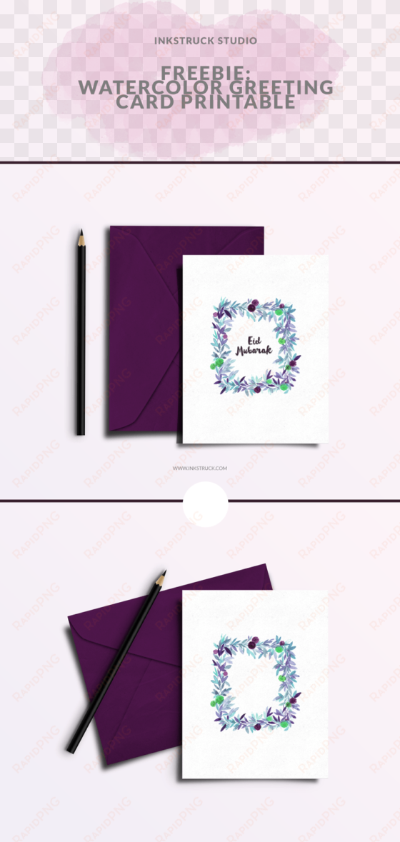 download a free watercolor greeting card printable - eid mubarak