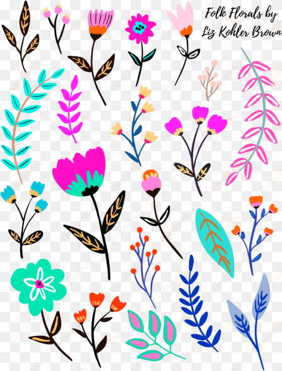 download folk florals stickers - digital stickers free