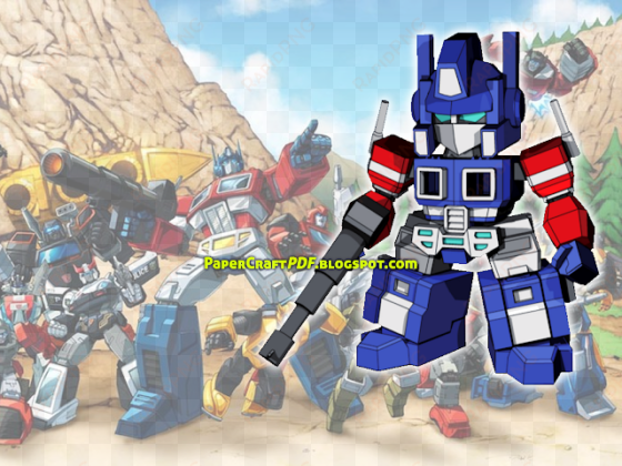 Download Sd Optimus Prime Papercraft Papercraft Model - Transformers Group Shot transparent png image