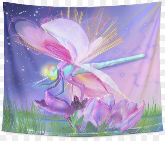 dragonfly lotus tapestry - fine arts
