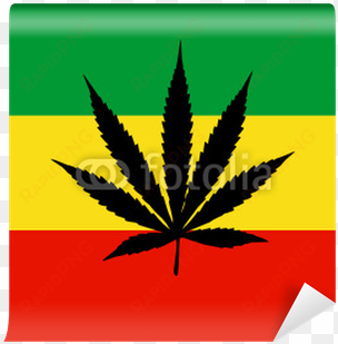 drapeau rasta avec feuille de cannabis vinyl wall mural - folha da maconha silhueta