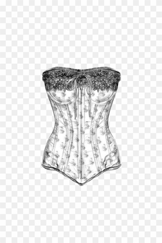 drawing corset bustier sketch - lingerie clip art black and white