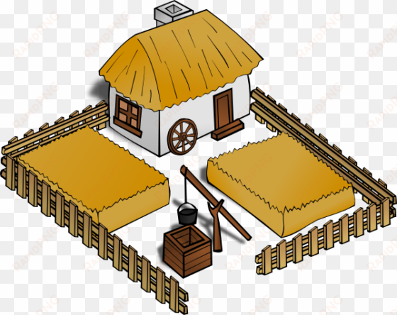 drawing farmhouse animated - medieval farm clipart