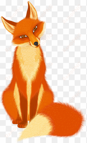drawing fox watercolor - fox sitting clipart