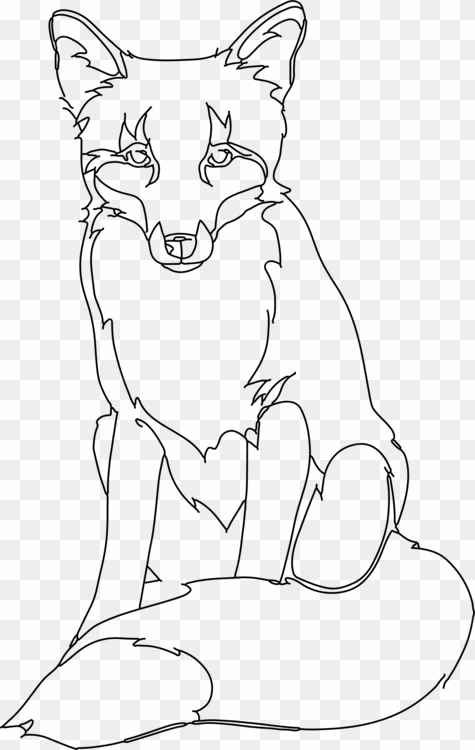 Drawing Gray Wolf Line Art Coloring Book Fox - Fox Line Art transparent png image