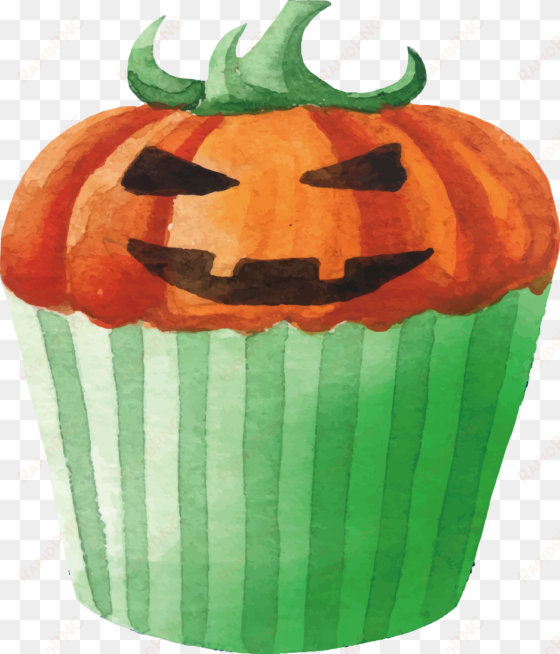 drawing halloween watercolor - halloween cupcake psd