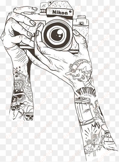 Drawing Nikon Camera Hands Tattoo Creative Freetoedit - Louis Tomlinson Tattoos Draw transparent png image