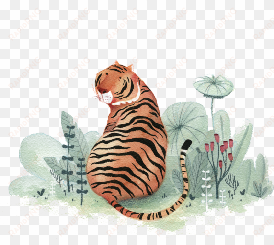 drawing watercolor painting illustration - tiger watercolor png