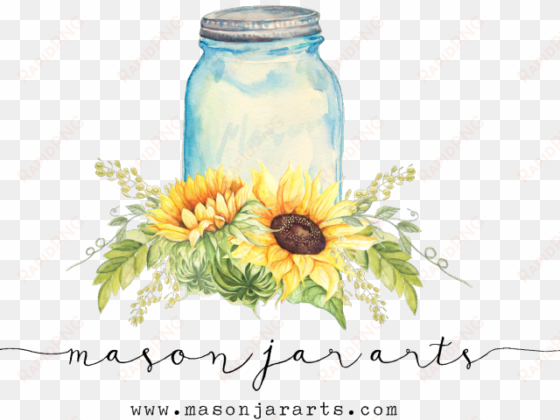 drawn mason jar sunflower png - transparent background sunflower in mason jar clipart