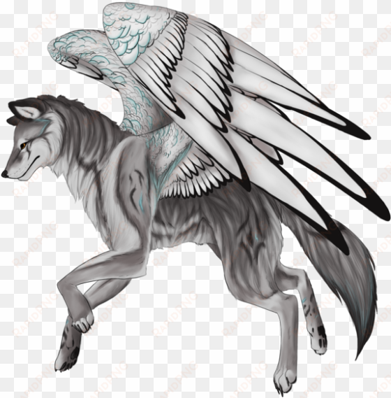 drawn wolf winged wolf - drawing alebrije