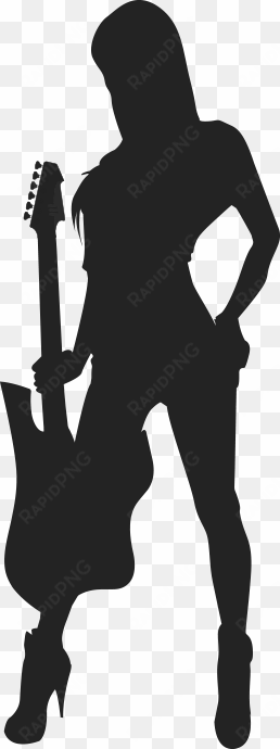 droneface guitar player - female guitar player silhouette