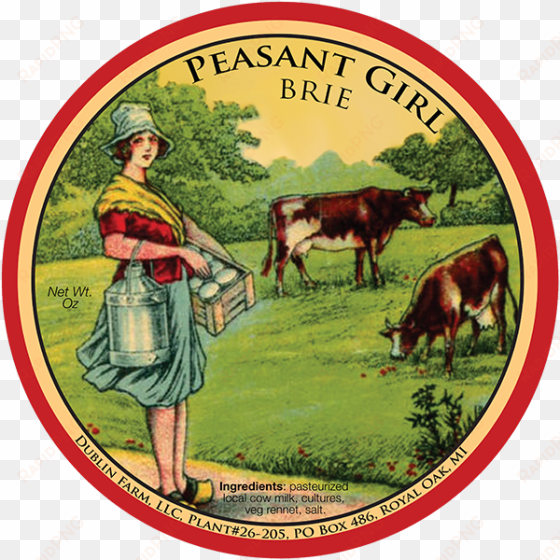 dublin farm llc peasant girl brie cheese labels - cheese label