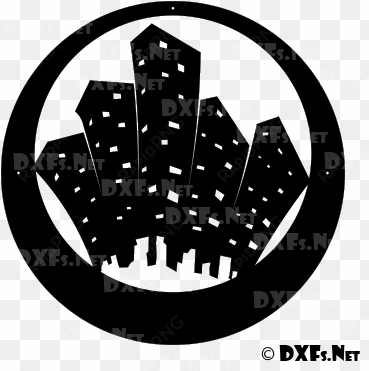 dxf157 retro modern city silhouette dxf design - autocad dxf