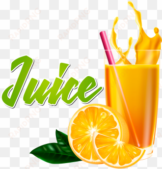 ealistic glass of orange juice with fruit and splash, - real juice