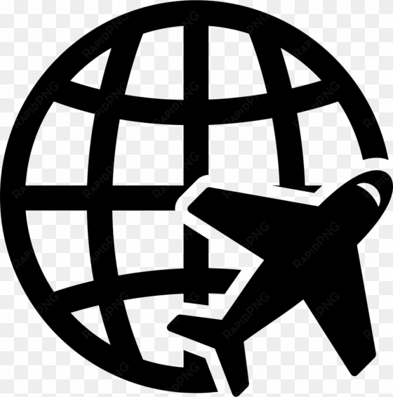 earth grid and airplane comments - plane globe icon png