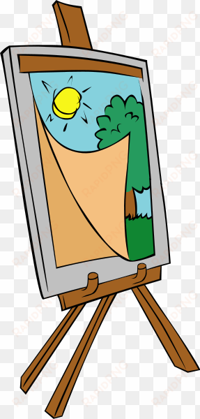 easel with kids painting clipart png