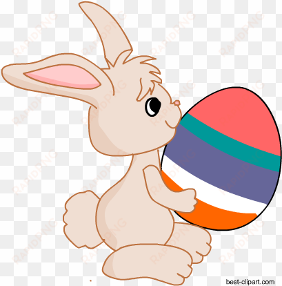 Easter Bunny Holding A Big Colorful Easter Egg - Easter Egg transparent png image
