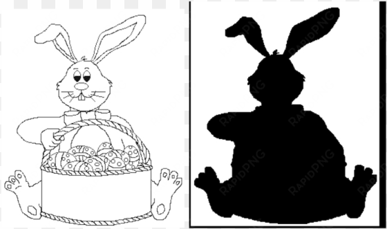 easter bunny with basket pattern - cartoon