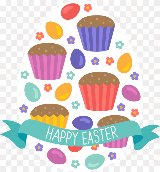 Easter Egg Cake Clip Art - Happy Easter Cupcake Clipart transparent png image