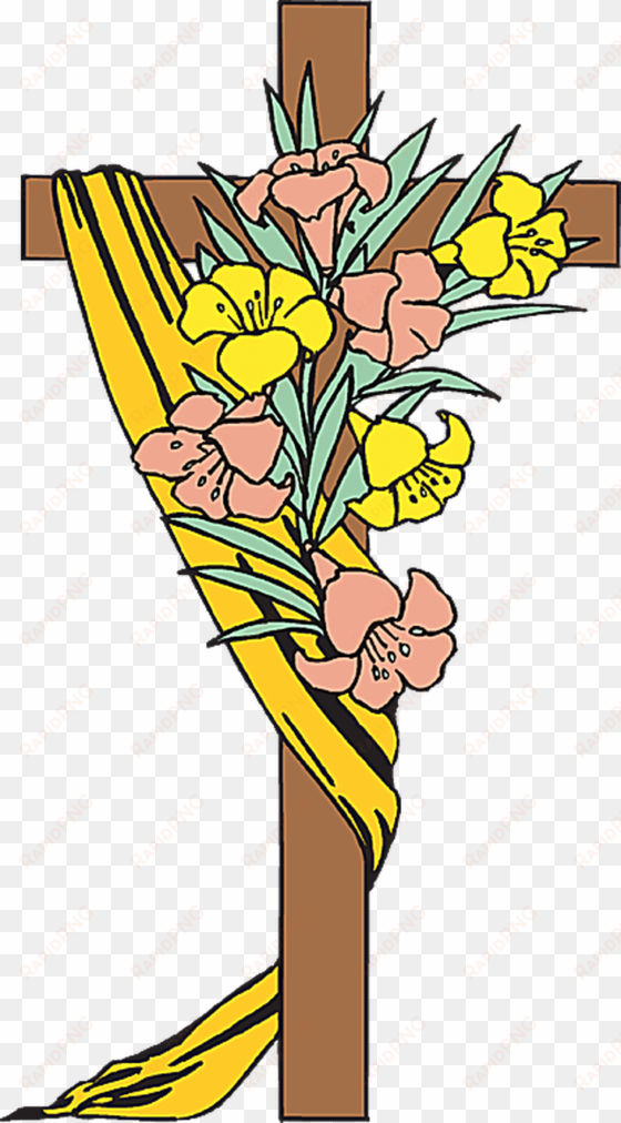 easter lily and cross clipart - transparent background easter png