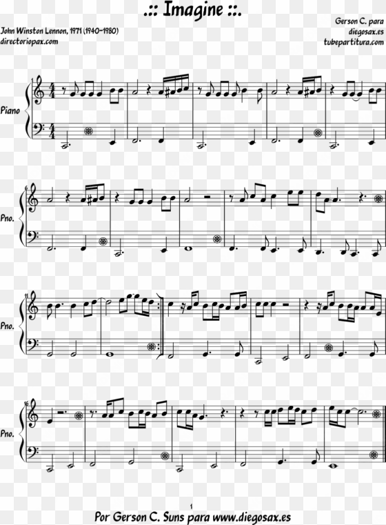 easy piano sheet music popular songs background 1 hd - partitura para piano imagine