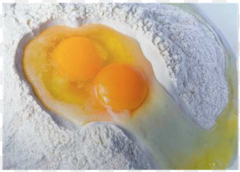 eggs in flour - egg