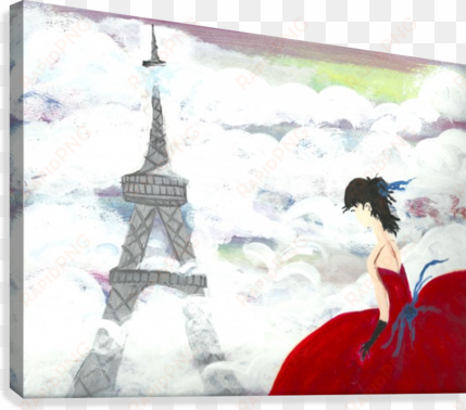 eiffel tower in the clouds canvas print - painting