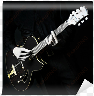 electric guitar guitarist player on black wall mural - guitar