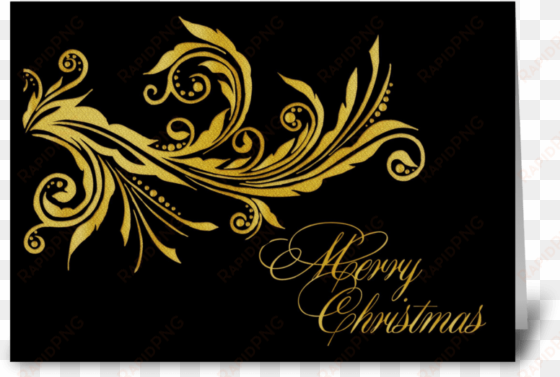 elegant gold flourish, merry christmas greeting card - weihnachten verziert feiertags-postkarte postkarte